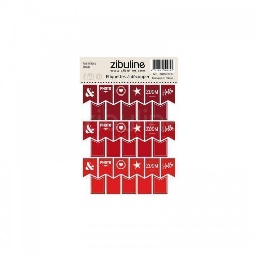 Planche d'étiquettes à découper - Les fanions - Rouge - Zibuline
