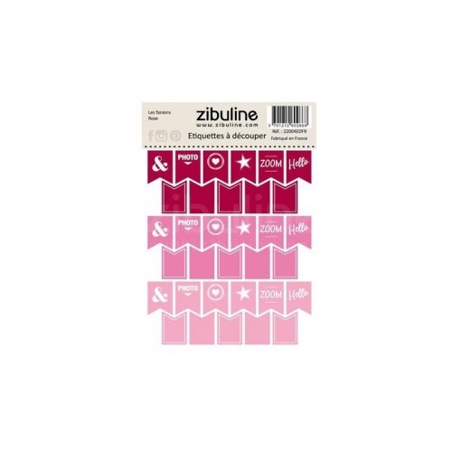 Planche d'étiquettes à découper - Les fanions - Rose - Zibuline