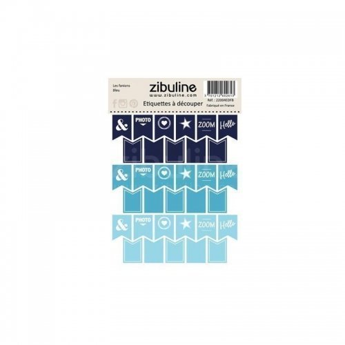 Planche d'étiquettes à découper - Les fanions - Bleu - Zibuline