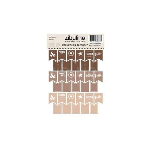 Planche d'étiquettes à découper - Les fanions - Marron - Zibuline